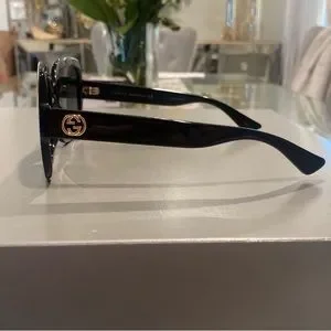 Gucci Womens Sunglasses for sale, comes with box brand new never worn Gucci GG 1254S 001 Logo Black Gold Shades Grey Oversized  main image 3
